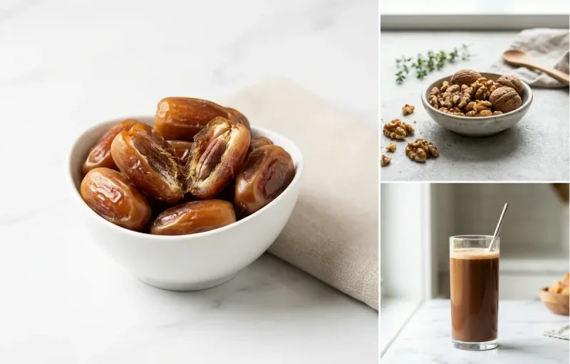 Dates with Walnuts Small Portion with Chocolate Milk