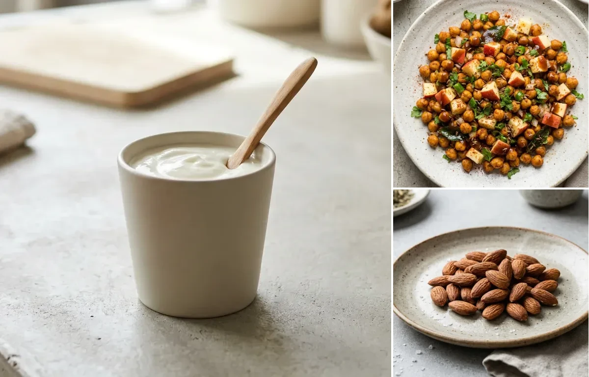 Plain Yogurt Cup with Roasted Chana With Apple and Roasted Almonds Small Portion