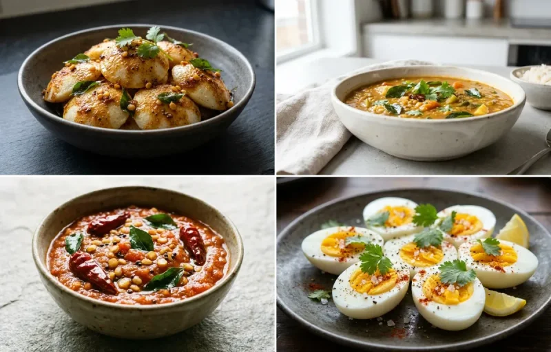 Podi Idli with Drumstick Sambar, Tomato Chutney, Boiled Egg and Plain Yogurt Cup