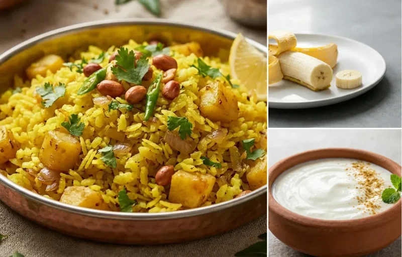 Poha with Chaas with Banana