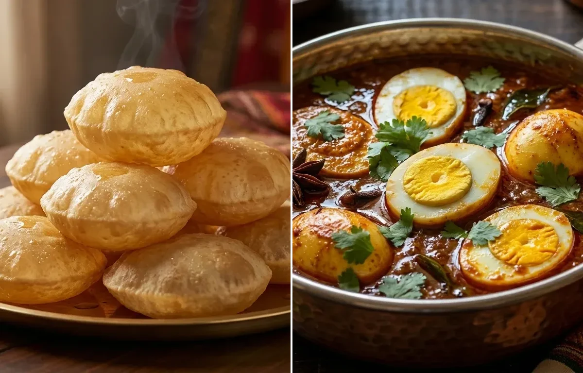 Poori with Chettinad Egg Masala