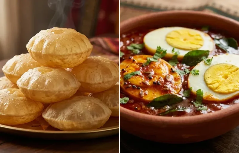 Poori with Muttai Masala