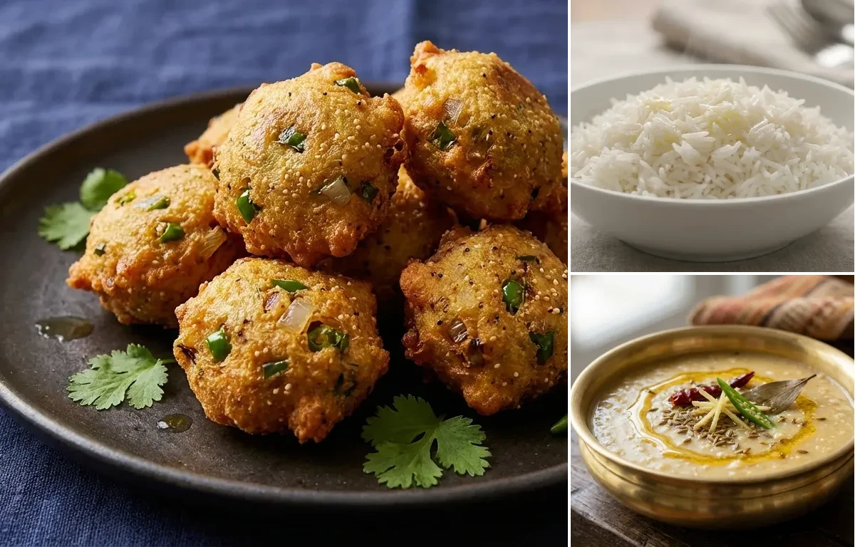 Posto Dimer Bora with Steamed Basmati Rice and Biulir Dal