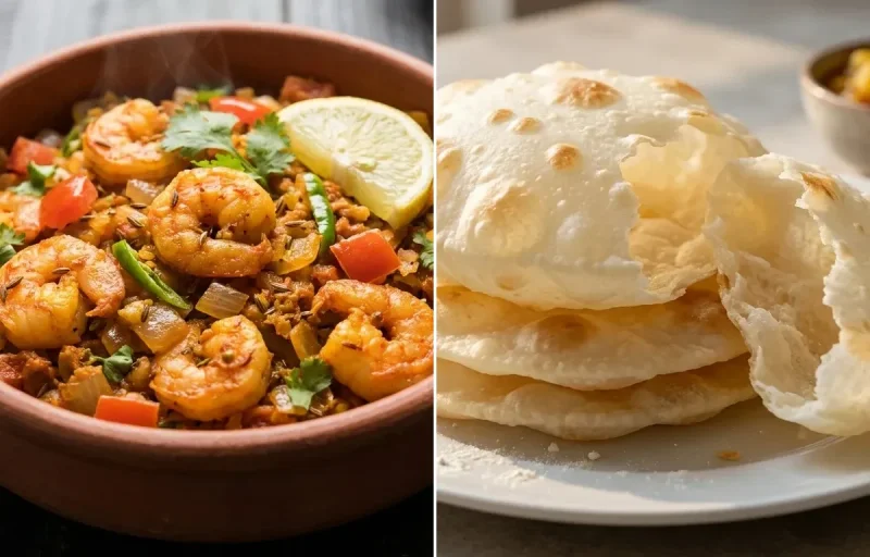Prawn Bhurji with Bengali Luchi