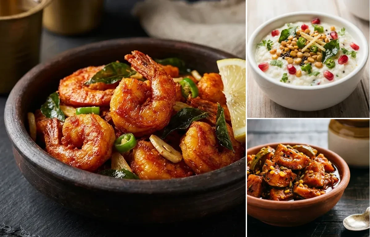 Prawns 65 with Curd Rice and Mango Pickle