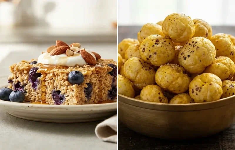 Protein Blueberry Baked Oatmeal with Roasted Makhana