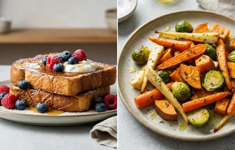 Protein French Toast with Roasted Veg