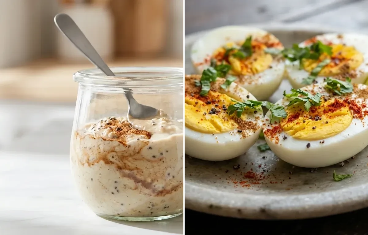 Protein Overnight Oats with Boiled Eggs
