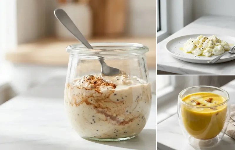 Protein Overnight Oats with Egg White Scramble with Milk