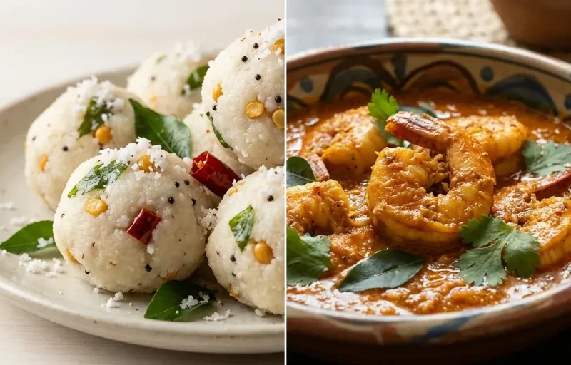 Pundi Gatti with Mangalorean Prawn Curry