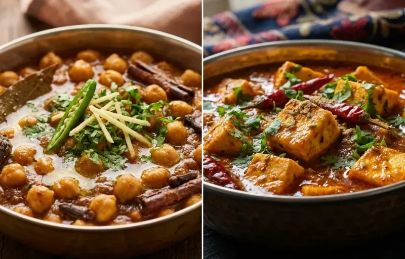 Punjabi Chole Masala with Kashmiri Dhabal Paneer