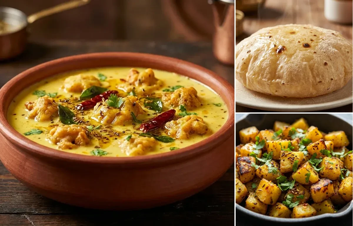 Punjabi Kadhi Pakora with Phulka and Aloo Fry