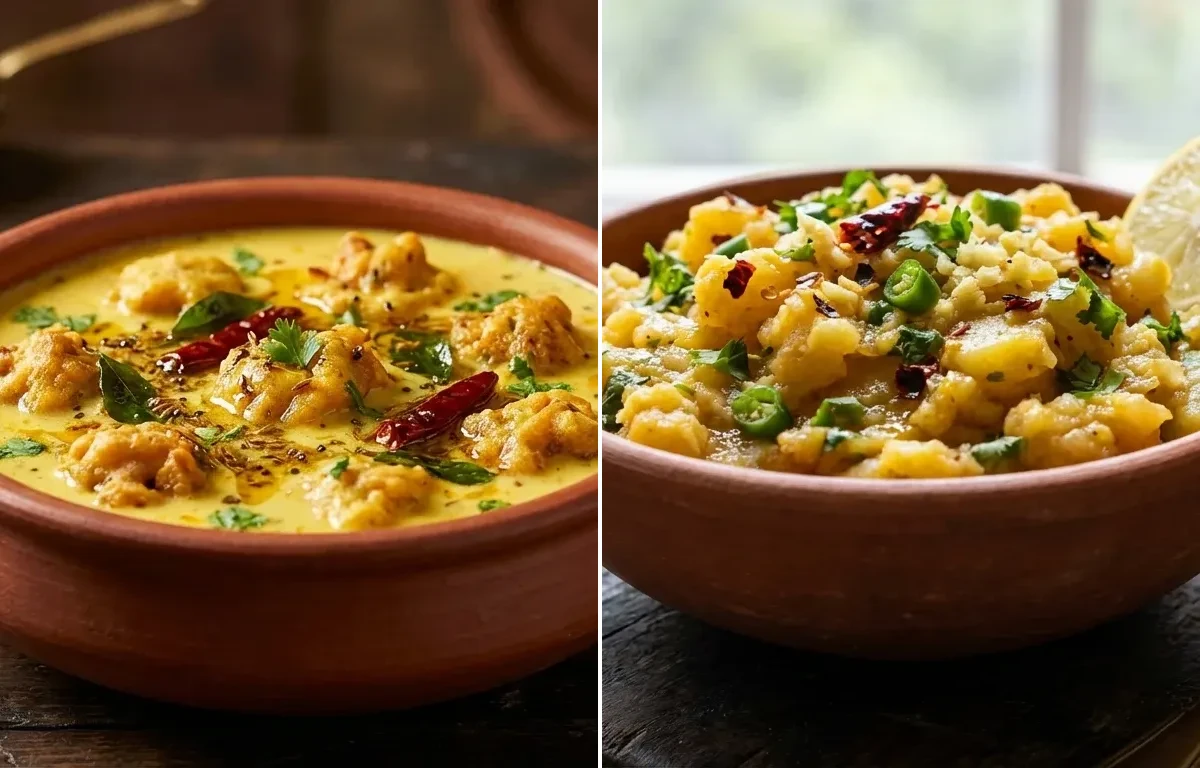 Punjabi Kadhi Pakora with Aloo Chokha