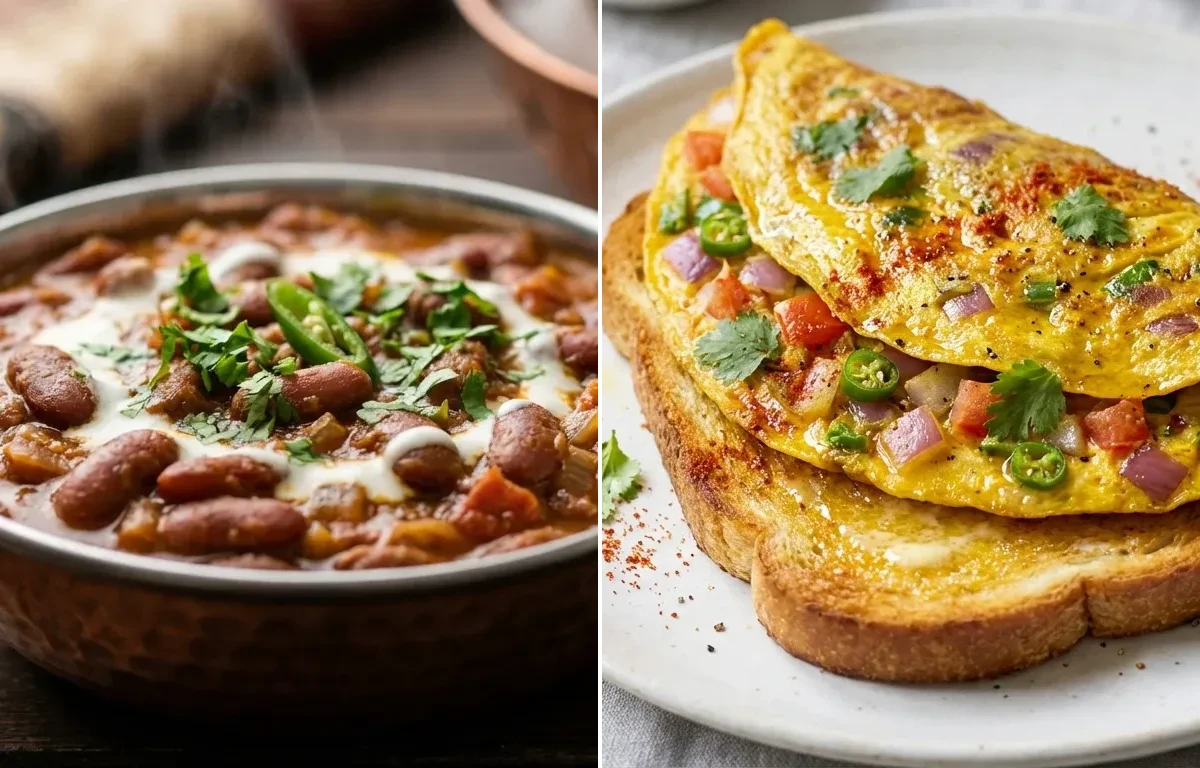 Punjabi Rajma Masala with Masala Omelette on Toast