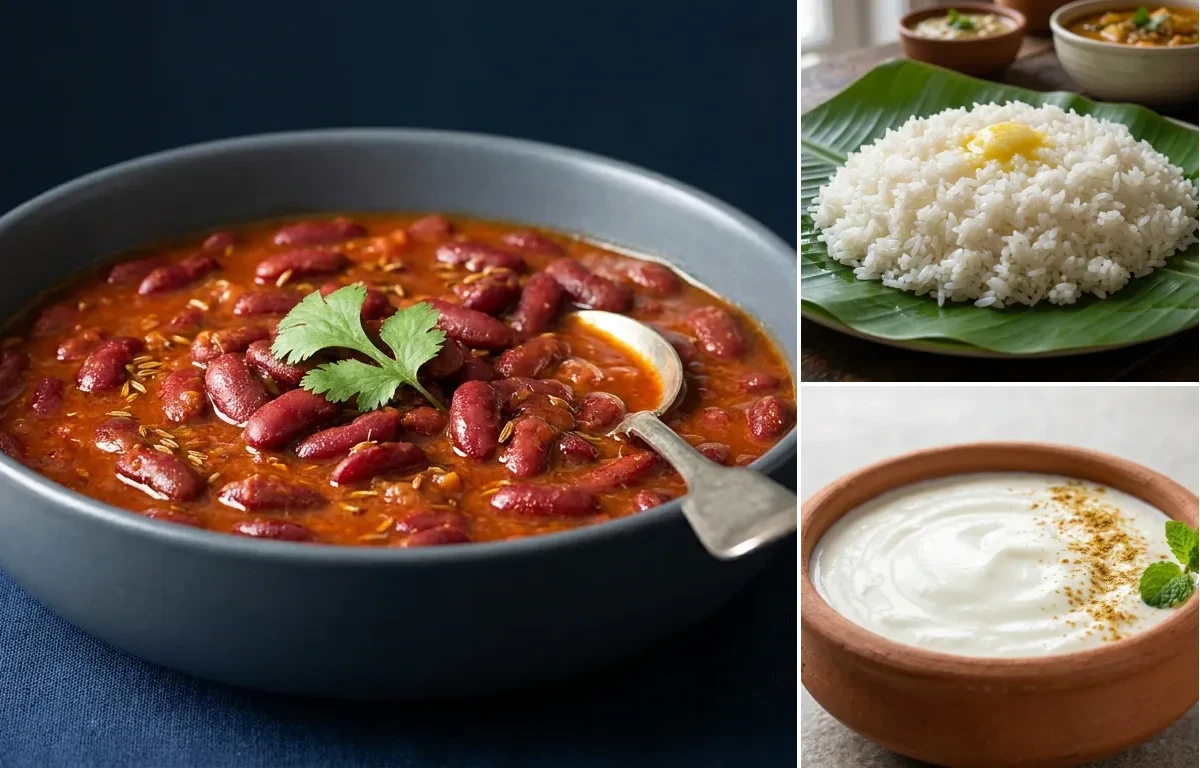 Rajma with Steamed Rice with Dahi