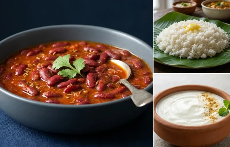 Rajma with Steamed Rice with Dahi