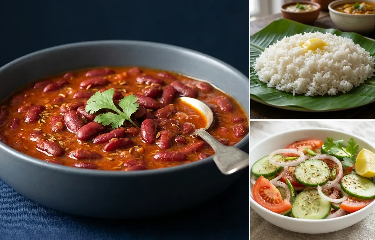 Rajma with Steamed Rice with Green Salad