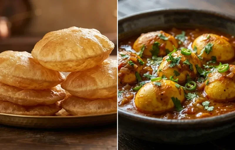 Puri with Anda Tarkari