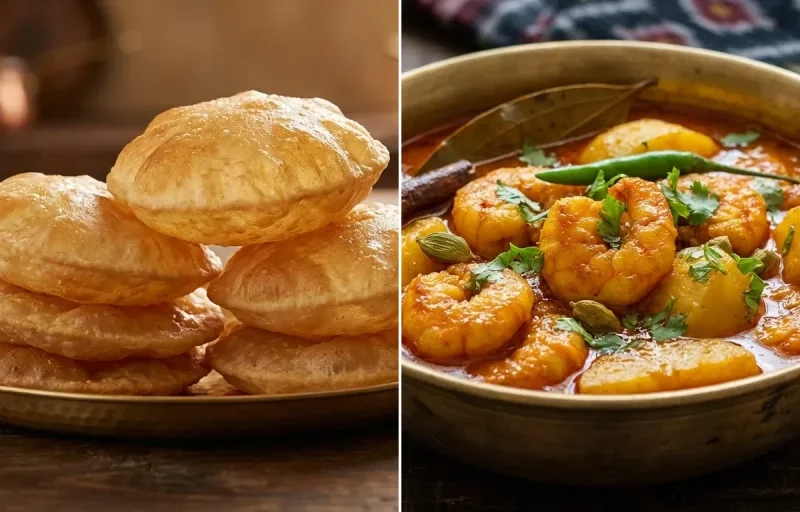 Puri with Chingudi Tarkari