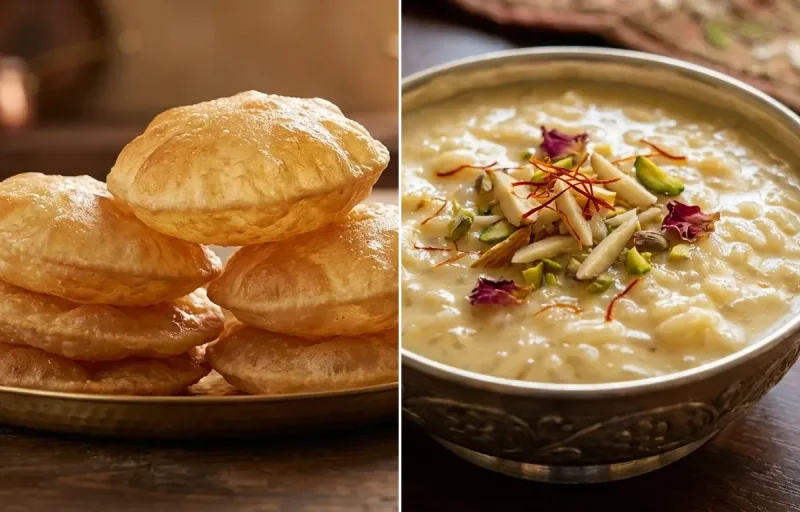 Puri with Rice Kheer