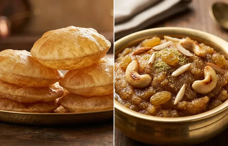 Puri with Suji ka Halwa