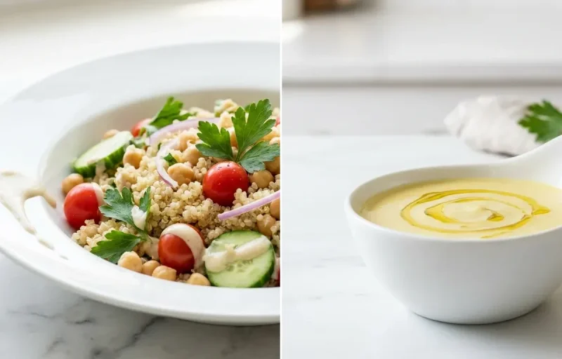 Quinoa and Chickpea Salad with Lemon-Tahini Dressing