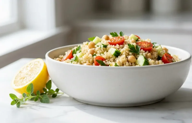 Quinoa Chickpea Mediterranean Bowl NAFLD Fatty Liver
