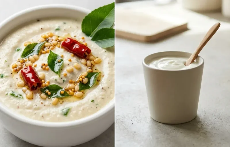 Quinoa Poha with Coconut Chutney and Plain Yogurt Cup