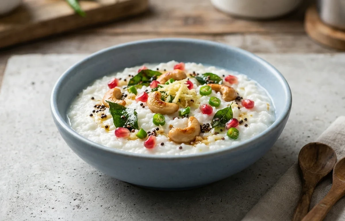 Quinoa Poha with Mint Coriander Chutney No-Salt and Curd Rice Snack Bowl