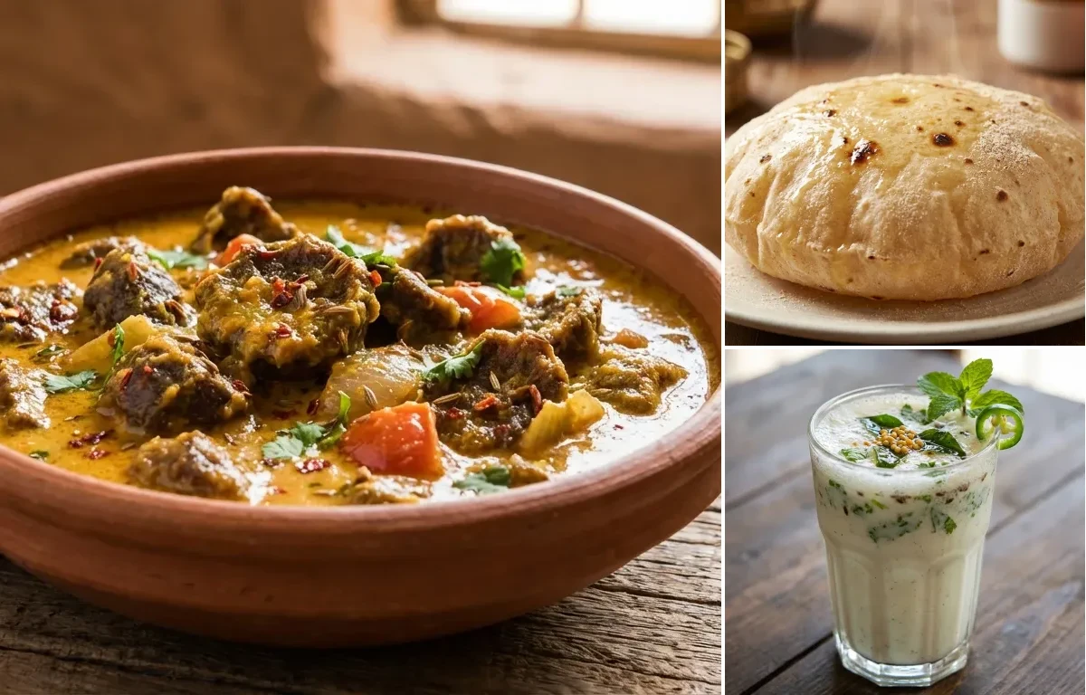 Rabodi ki Sabzi with Phulka and Masala Chaas