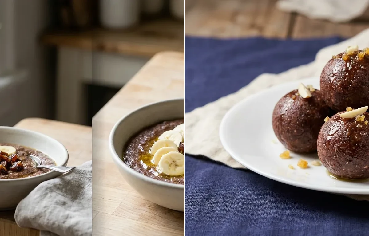 Ragi Banana Porridge with Ragi Laddu