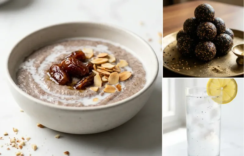Ragi Porridge with Ellu Urundai with Coconut Water