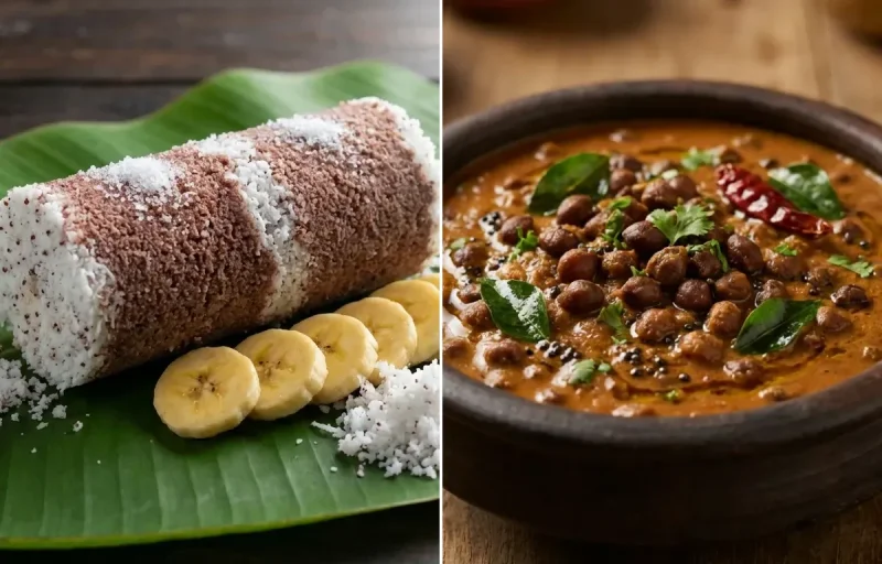 Ragi Puttu with Kerala Kadala Curry