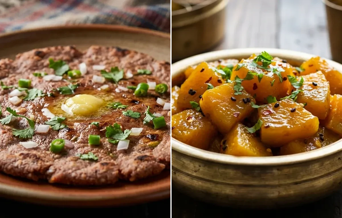 Ragi Roti with Khatta Meetha Kaddu Sabzi