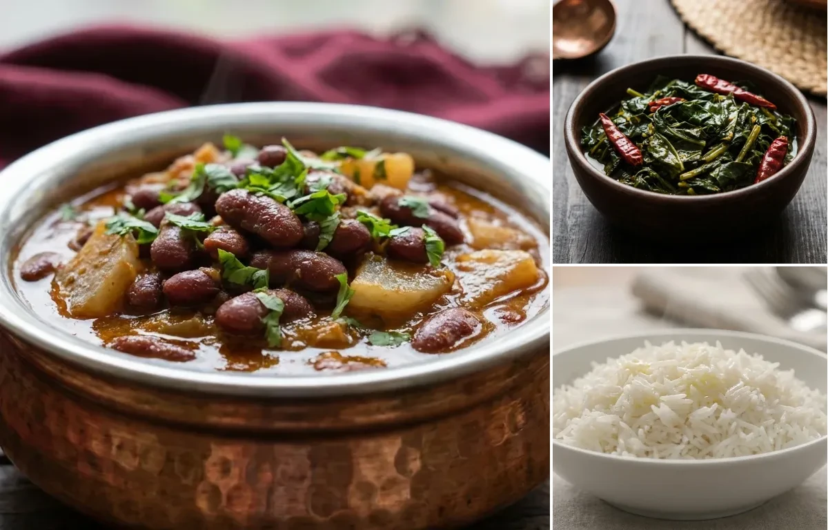 Rajma Gogji with Haak Saag and Steamed Basmati Rice