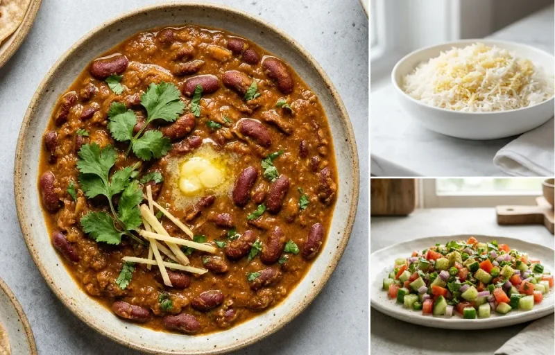 Rajma Masala, Steamed Basmati Rice and Kachumber Salad