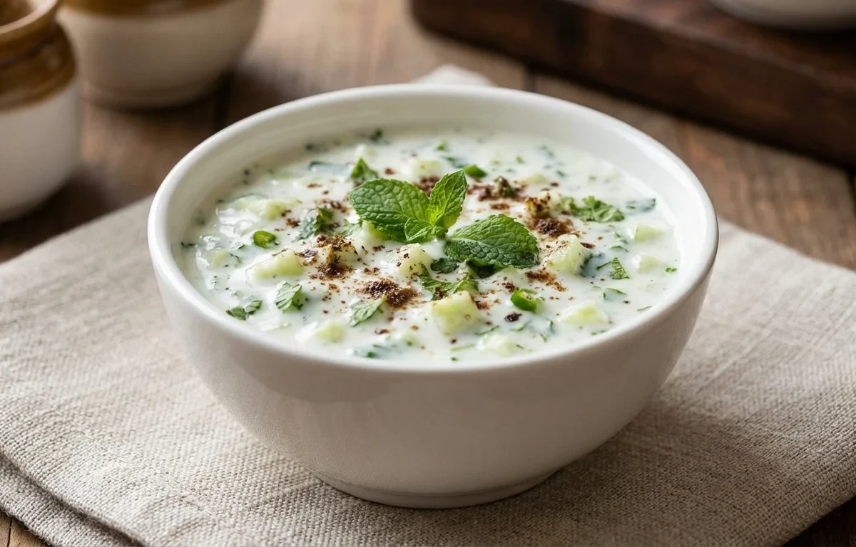Rajma with Steamed Basmati Rice and Cucumber Raita