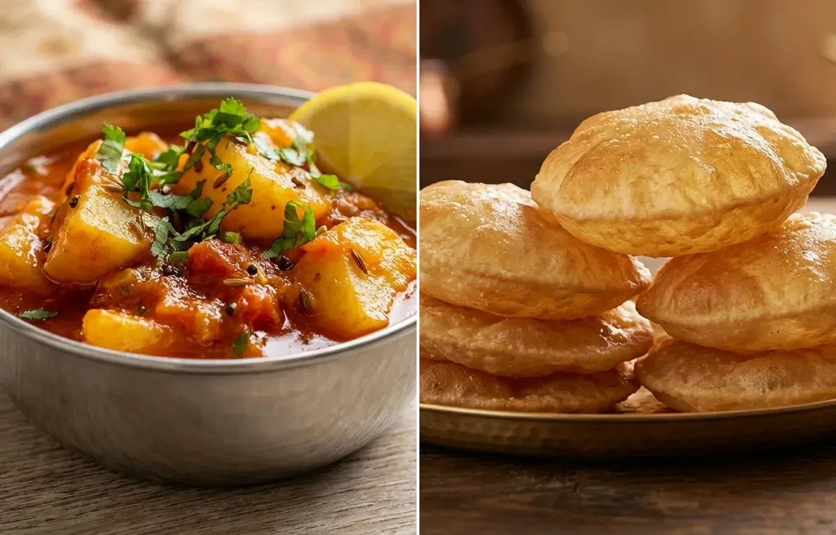 Rasawala Bateta nu Shaak with Puri