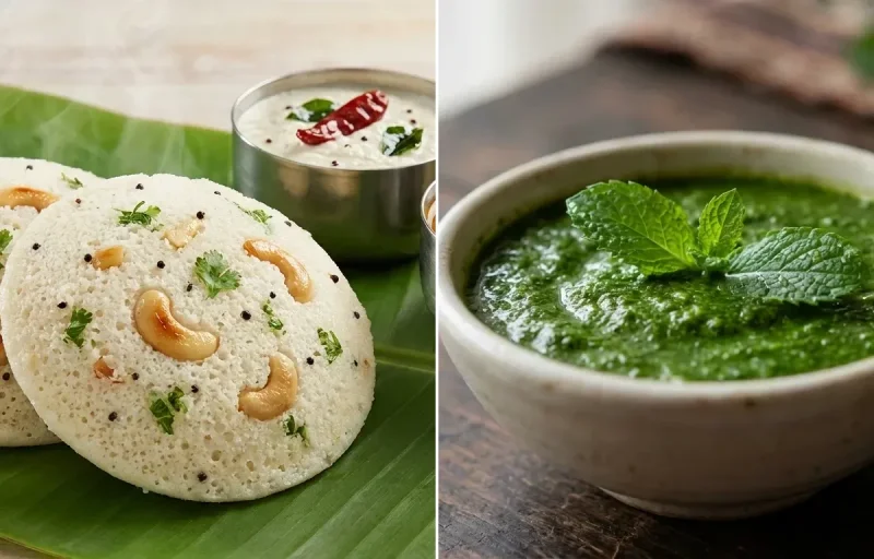 Rava Idli with Mint Chutney