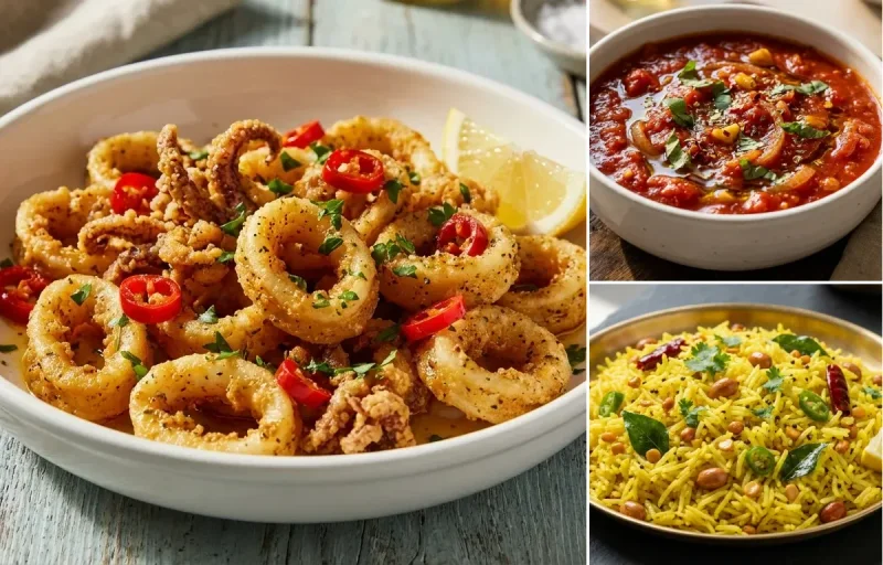 Rhode Island Calamari with Marinara Sauce and Lemon Rice