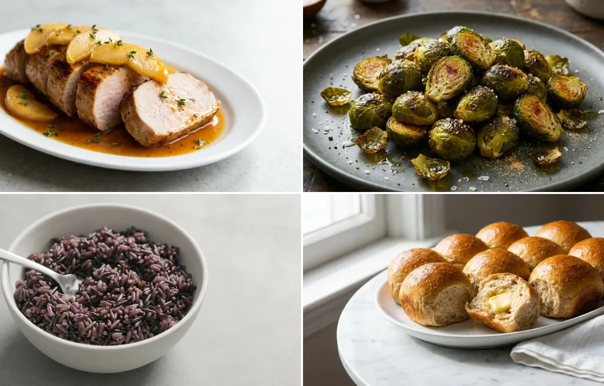 Roasted Brussels Sprouts with Whole Grain Dinner Roll
