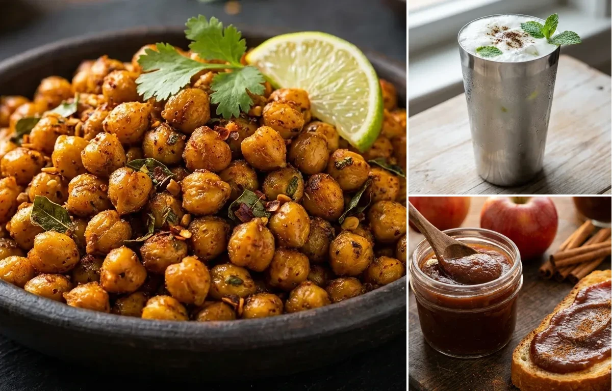 Roasted chana + Lassi + Apple