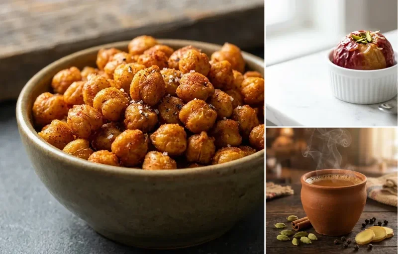 Roasted Chickpeas with Apple with Masala Cha