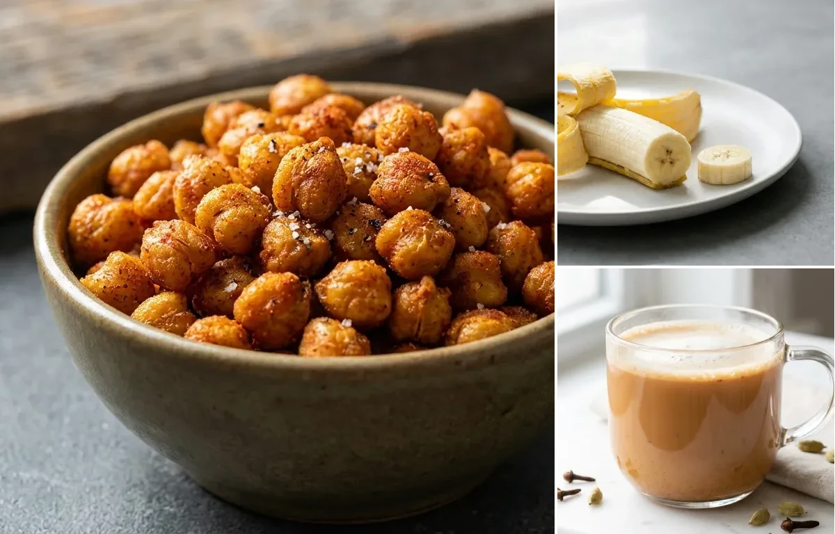 Roasted Chickpeas with Banana with Masala Chai