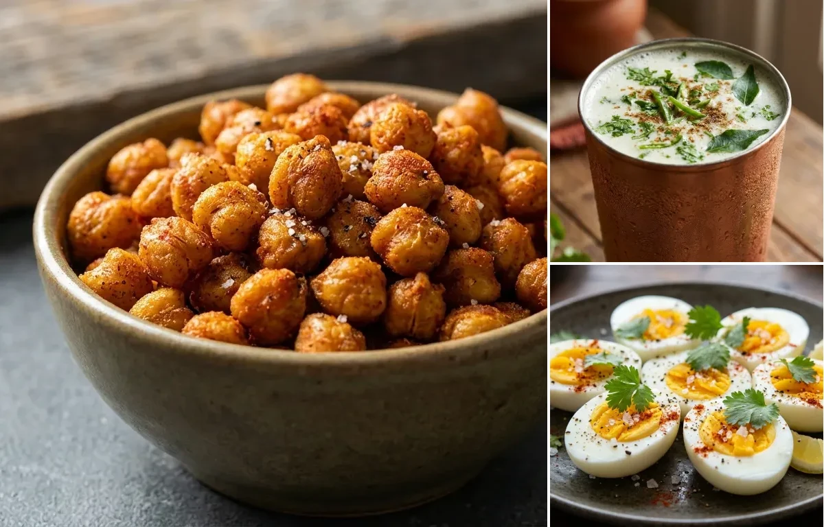 Roasted Chickpeas with Chaas with Boiled Egg