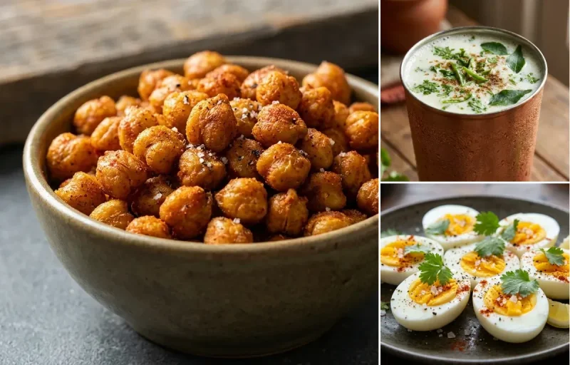 Roasted Chickpeas with Chaas with Boiled Egg