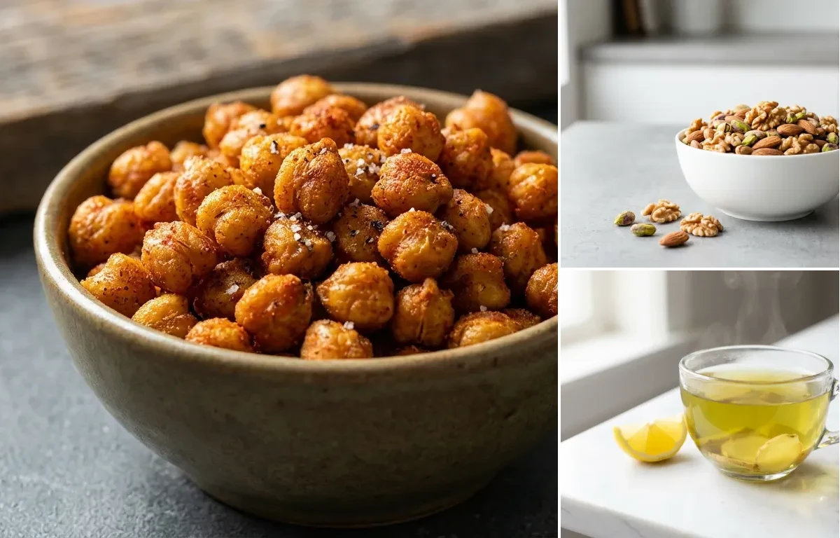 Roasted Chickpeas with Mixed Nuts with Green Tea