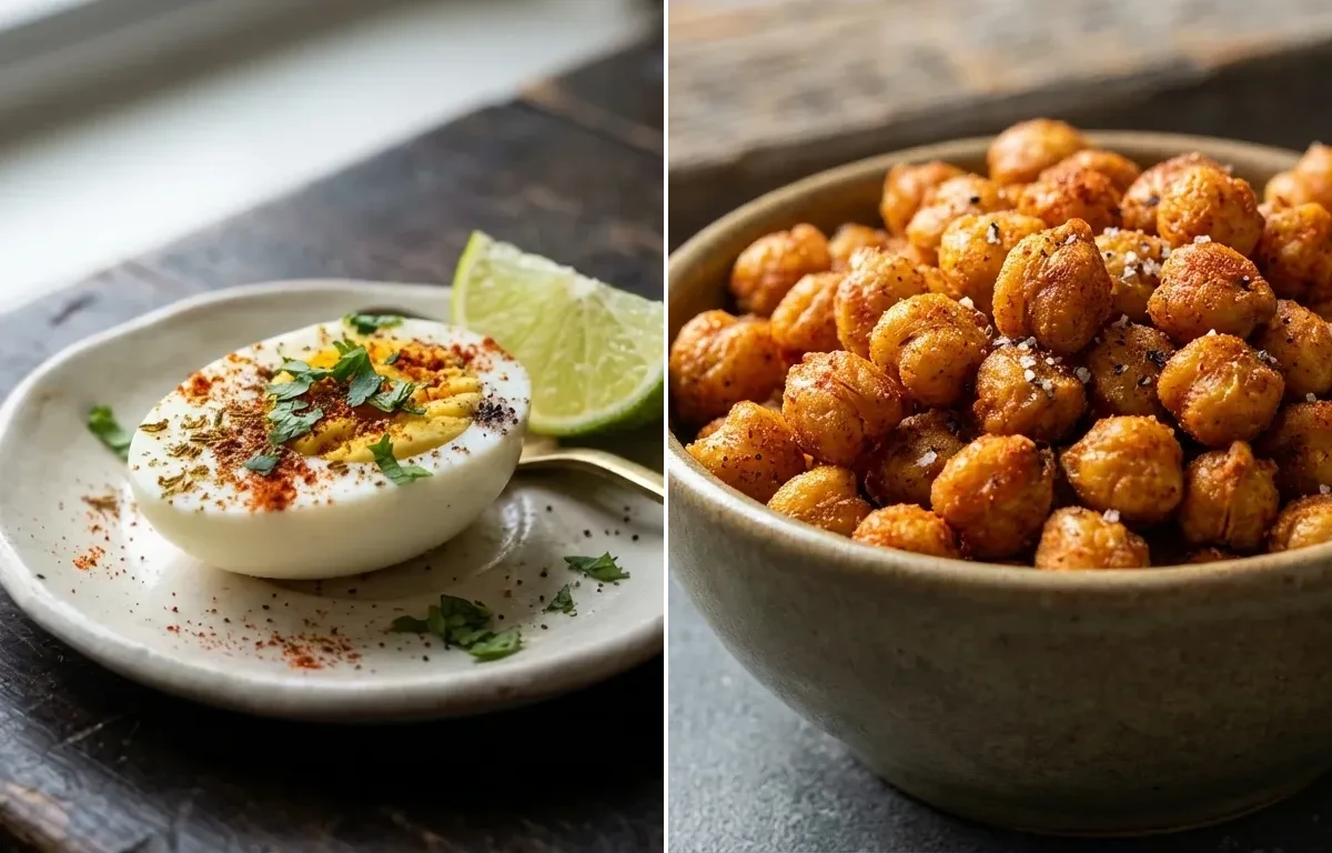 Hard Boiled Egg with Roasted Chickpeas