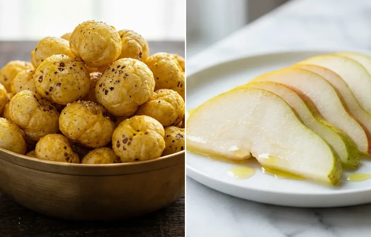 Roasted Makhana with Fresh Pear