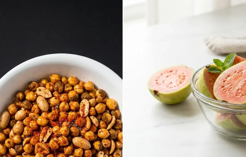 Roasted Peanuts and Chana with Fresh Guava